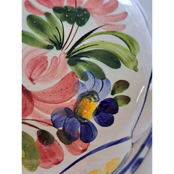 Hand-Painted Italian Ceramic Cheese Dome Floral Ceramiche Bassano Italy 7" Vtg - Picture 2 of 12